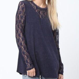 Loveriche Long Sleeve Lace Contrast Shirt Cotton